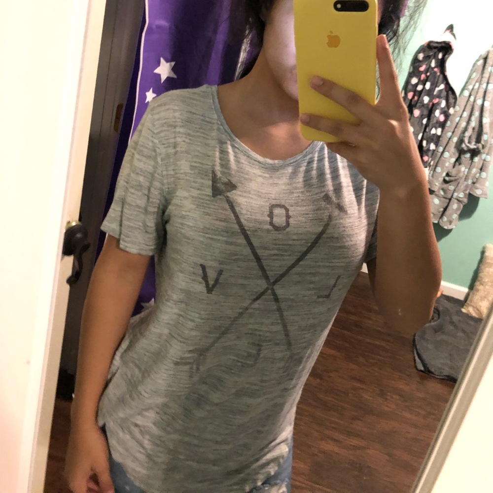 oversized gray tee with text